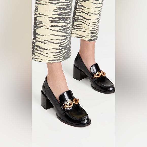 Tory Burch Jessa Black 90s Chunky Style Horse Bit Equestrian Loafer Pumps SZ 8 - Picture 11 of 11